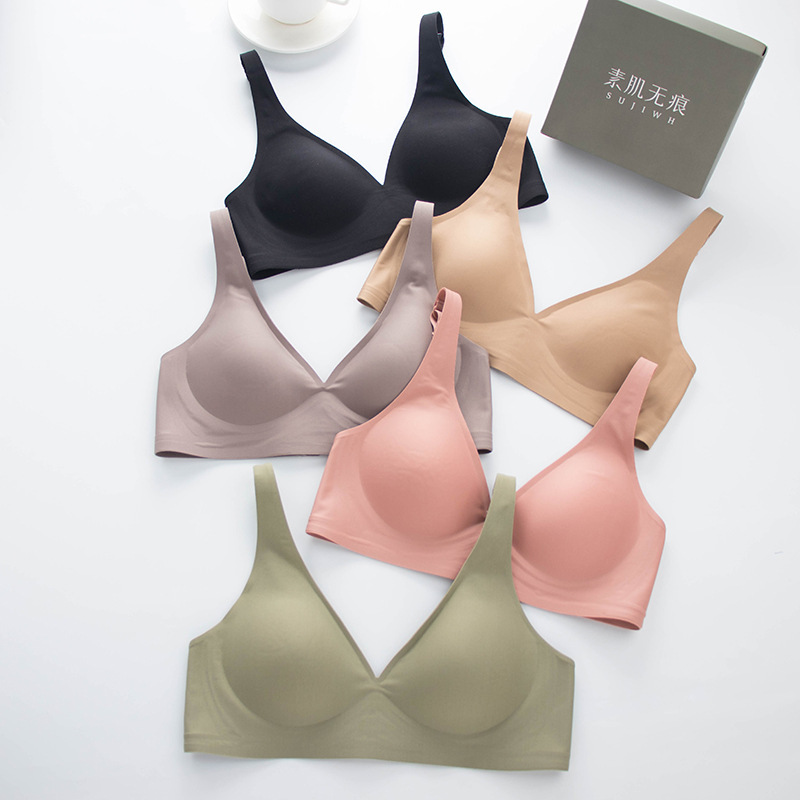 Seamless Latex Underwear for Women Wireless Thin Comfortable Small Chest Push up Ubra Muscle Jelly Underwear Bra Wholesale