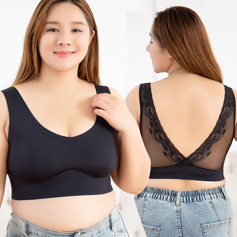 Large Size Back Shaping Bra Wholesale Underwear Women&#039;s Latex Wireless Small Chest Push up Breast Holding Sports Traceless Lace
