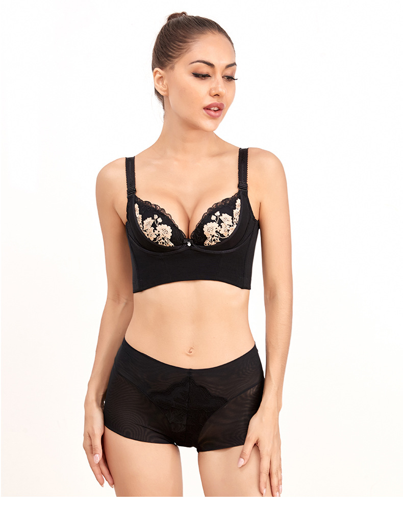 Antnlaca Backless Bra Thin Embroidery Small Breast Push up Push up Side Adjustment Accessory Breast Push up Bra Women