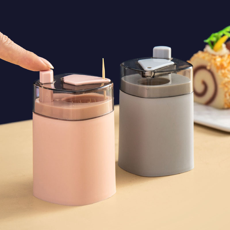 Nordic Style Push-Type Automatic Pop-up Toothpick Holder Creative Advertising Plastic Restaurant Storage Toothpick Box Toothpick Tin