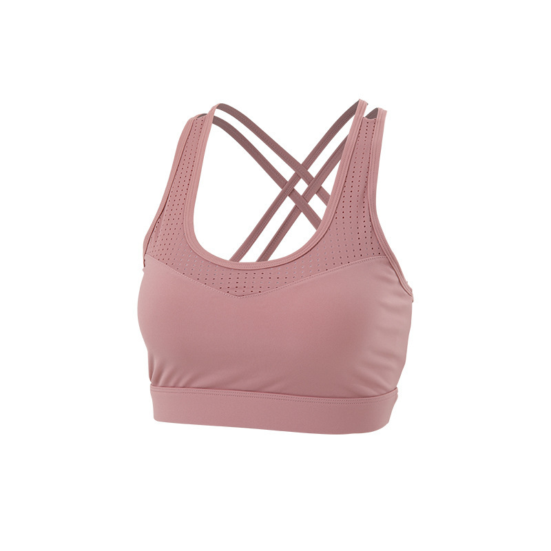Women&#039;s Thin Strap Back Nude Feel Sports Underwear for Outer Wear High Strength Shockproof Push-up Workout Vest Yoga Bra