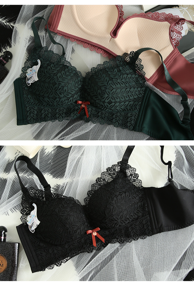 Adjustable French Lace Underwear Women's Small Chest Push up No Wire Accessory Breast Push up Push up Bra Breathable Comfortable Bra