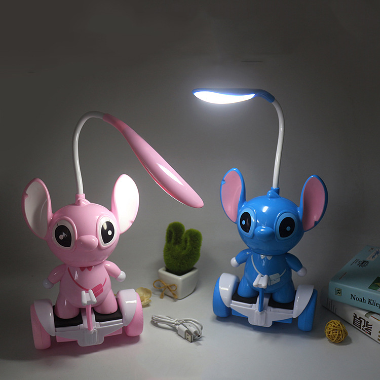 Cartoon balance car LED lamp button small night lamp stitch strobe free eye protection energy-saving USB connector