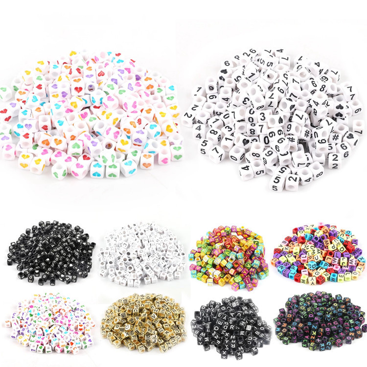 DIY Acrylic Number English Letter Beads Children's Ornaments Beaded Bracelet Accessories Square Beads Scattered Beads DIY Acrylic Number English Letter Beads Children's Ornaments Beaded Bracelet Accessories Square Beads Scattered Beads