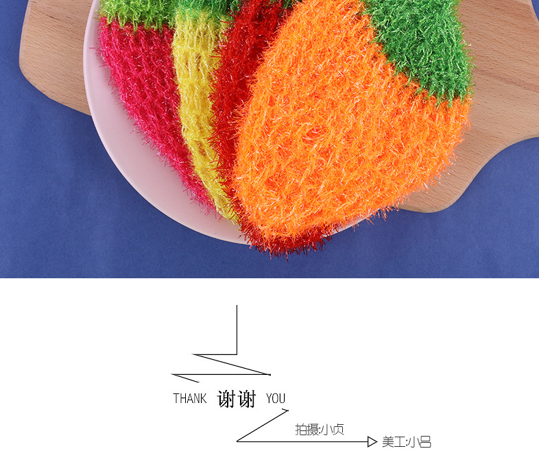 Acrylic Strawberry Dish Towel Kitchen Cleaning Dishwash Block Currently Available Wholesale Oil Removal Scouring Pad Factory Direct Sales