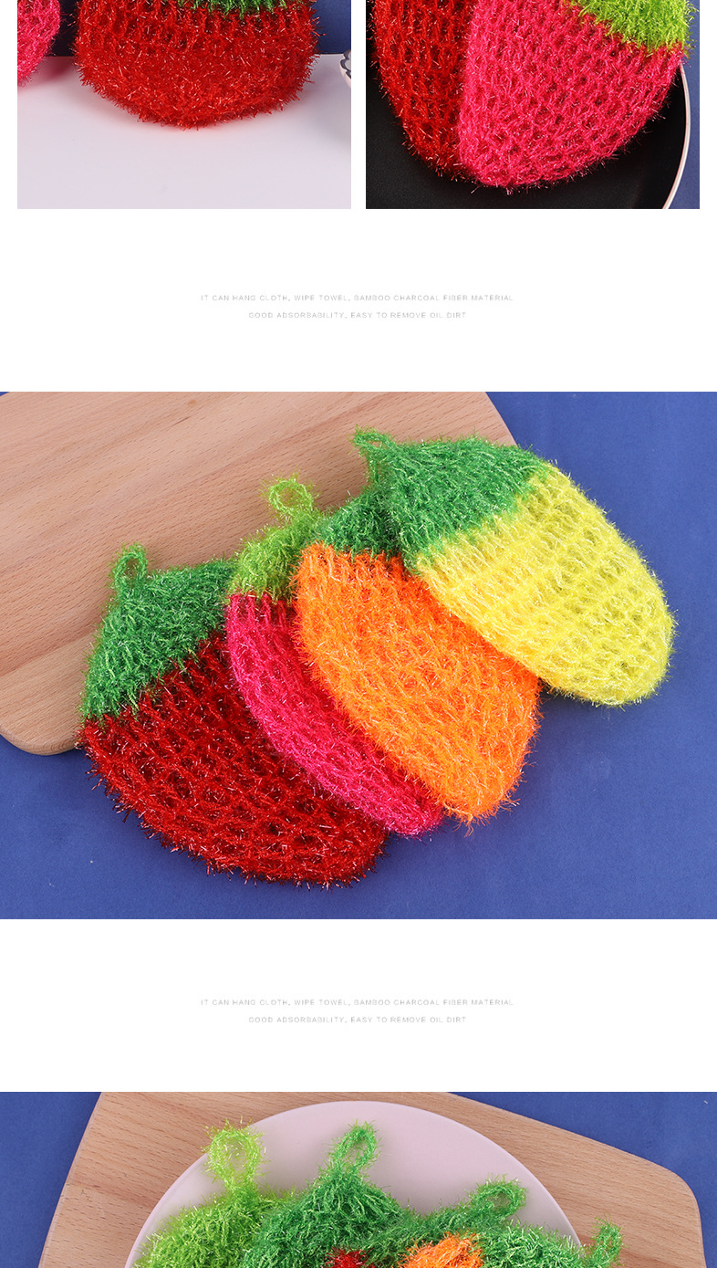 Acrylic Strawberry Dish Towel Kitchen Cleaning Dishwash Block Currently Available Wholesale Oil Removal Scouring Pad Factory Direct Sales