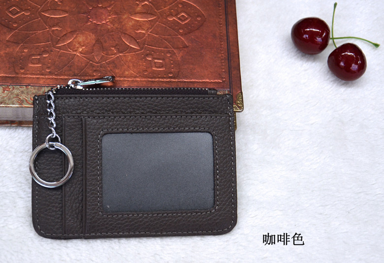 New super thin card bag head layer cowhide zero wallet dollar clip zipper card bag bus card case