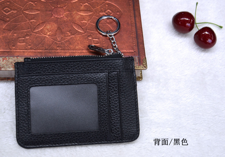 New super thin card bag head layer cowhide zero wallet dollar clip zipper card bag bus card case