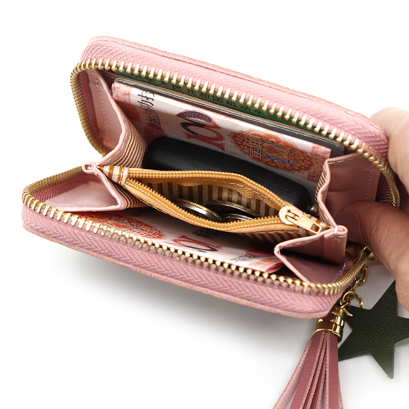 New Fashion Women&#039;s Zipper Short Clutch Dark Cell Card Position Personal Coin Purse Women&#039;s Wallet Card Holder Card Case