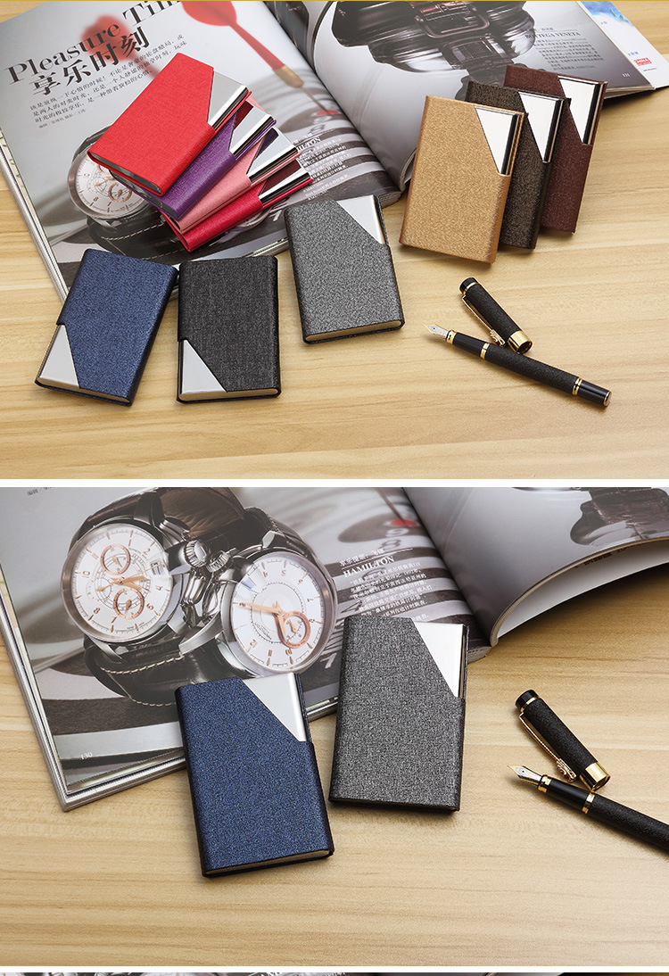 Stainless steel PU card clip metal card case aluminum alloy creative card clip business gift custom LOGO box
