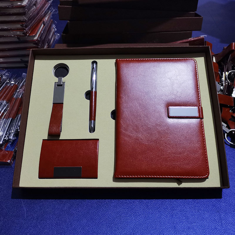 Notebook Pack Business Card Case Keychain Leather Pen Notepad Enterprise Event Gift Notebook Gift Set