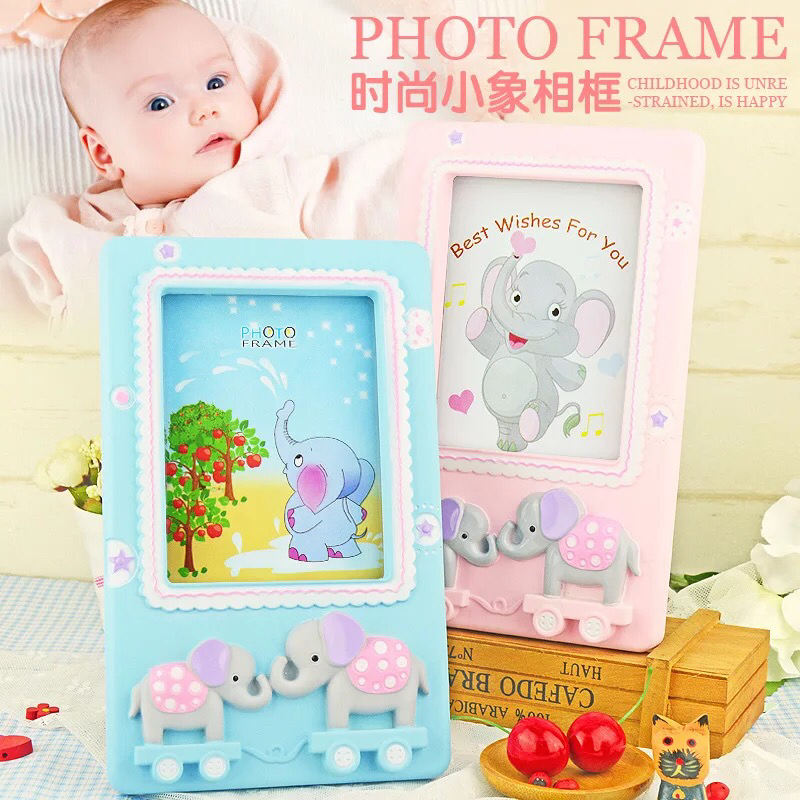 Haotao Photo Frame HT-LM7442 Painted Double Elephants 6-Inch (2 Colors)