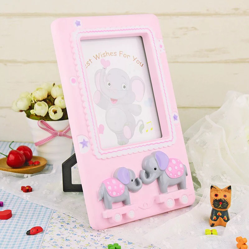 Haotao Photo Frame HT-LM7442 Painted Double Elephants 6-Inch (2 Colors)