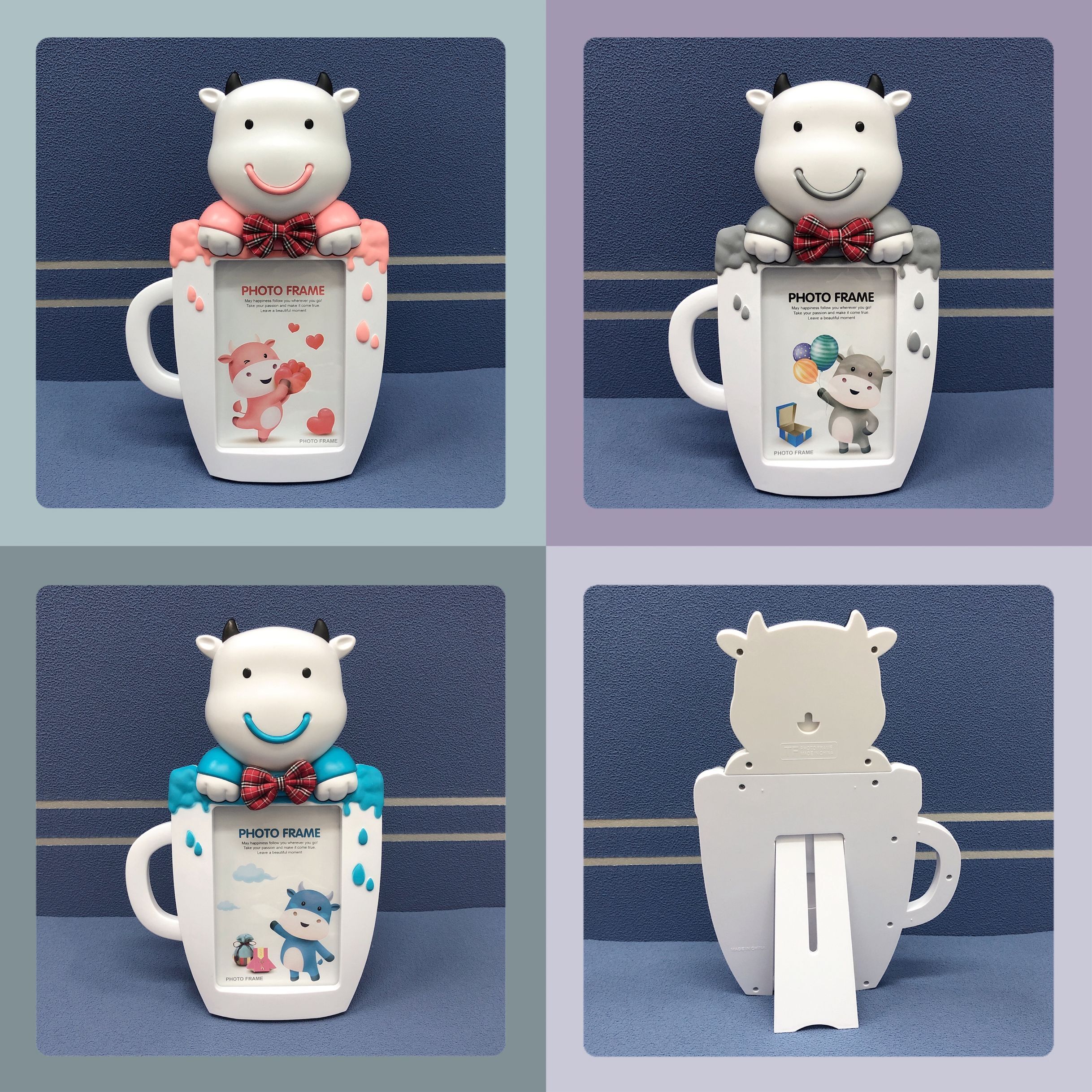 Children&#039;s Photo Frame Haotao Photo Frame HT-TF1135 Water Cup Cute Cow 6-Inch (3 Colors)