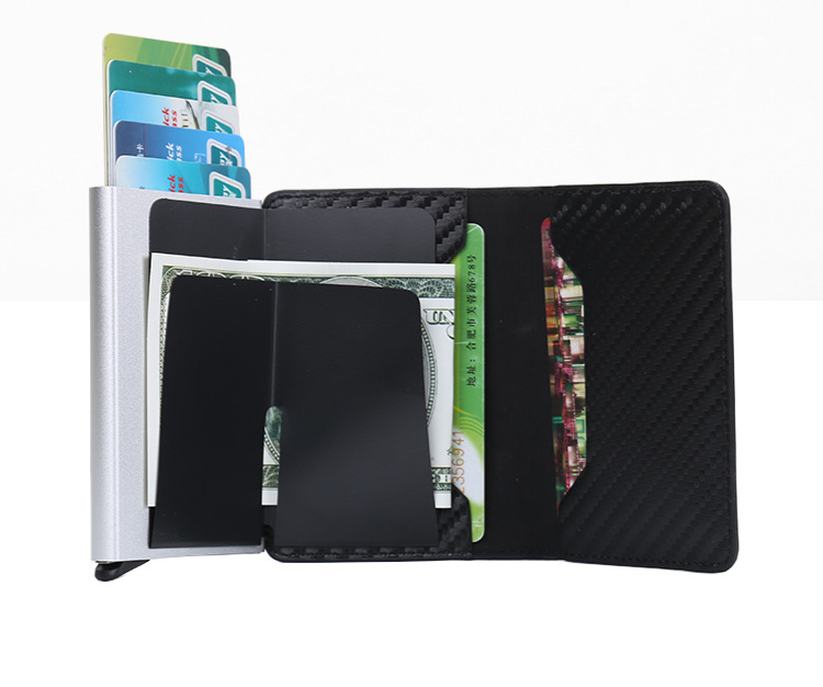 Foreign Trade Card Package Metallic Aluminium Anti-Theft Swiping Anti-Magnetic RFID Wallet Credit Cassette Automatic Pop-up Cassette Business Card Case Foreign Trade Card Package Metallic Aluminium Anti-Theft Swiping Anti-Magnetic RFID Wallet Credit Cassette Automatic Pop-up Cassette Business Card Case