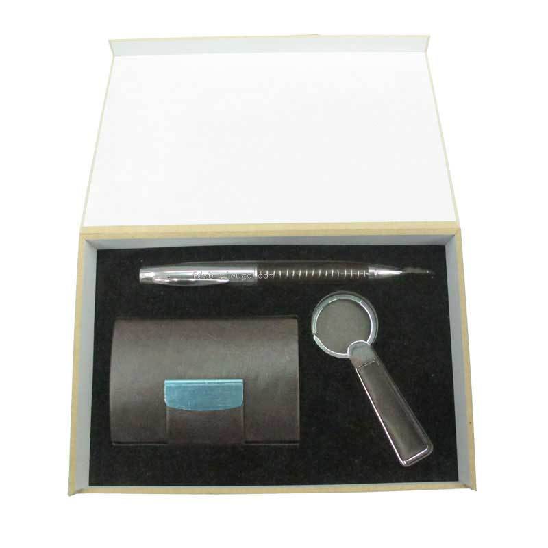 Fashion Cardcase Set Leather Keychain Business Enterprise Annual Meeting Staff Card Case Gift Set