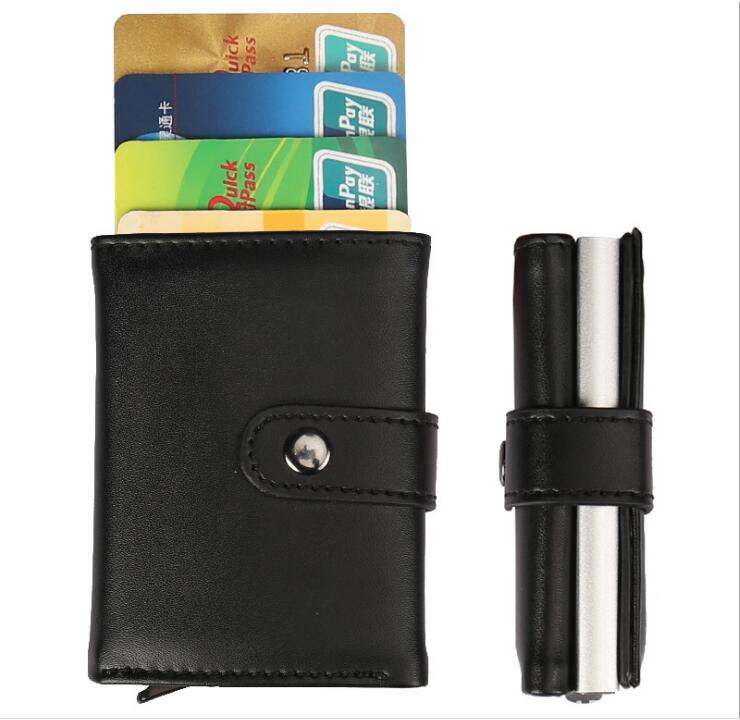 Multi-functional leather credit card bag leather wallet stainless steel card case card bag x-8