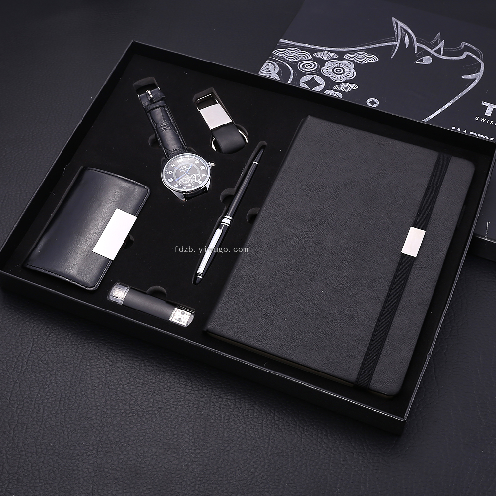 New Style Notepad Set U Disk Gift Card Case Signature Pen Keychain Business Watch Gift Set New Style Notepad Set U Disk Gift Card Case Signature Pen Keychain Business Watch Gift Set