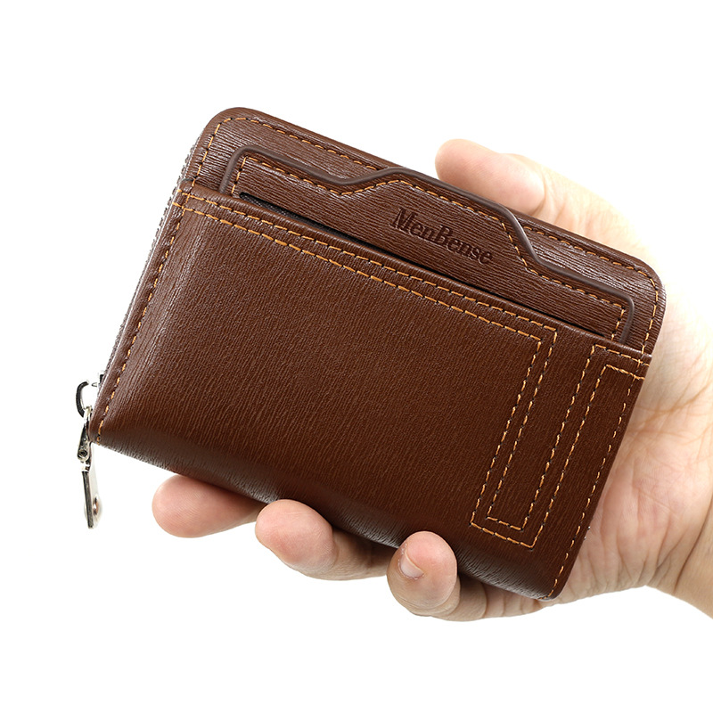 Men Women Wallet Card Holder Car Drawing Document Package Card Case Solid Color Short Zip Organ Card Holder
