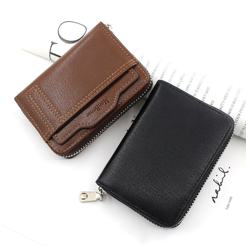 Men Women Wallet Card Holder Car Drawing Document Package Card Case Solid Color Short Zip Organ Card Holder