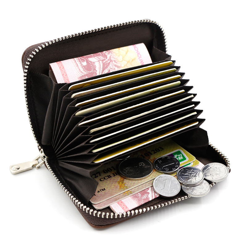 Men Women Wallet Card Holder Car Drawing Document Package Card Case Solid Color Short Zip Organ Card Holder