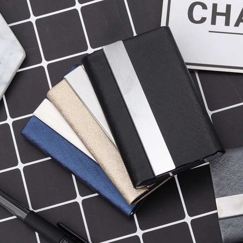 Steel Wire Pattern Business Card Case Aluminum Alloy Creative Personality New Business Card Holder New Business Credit Card Business Card Holder