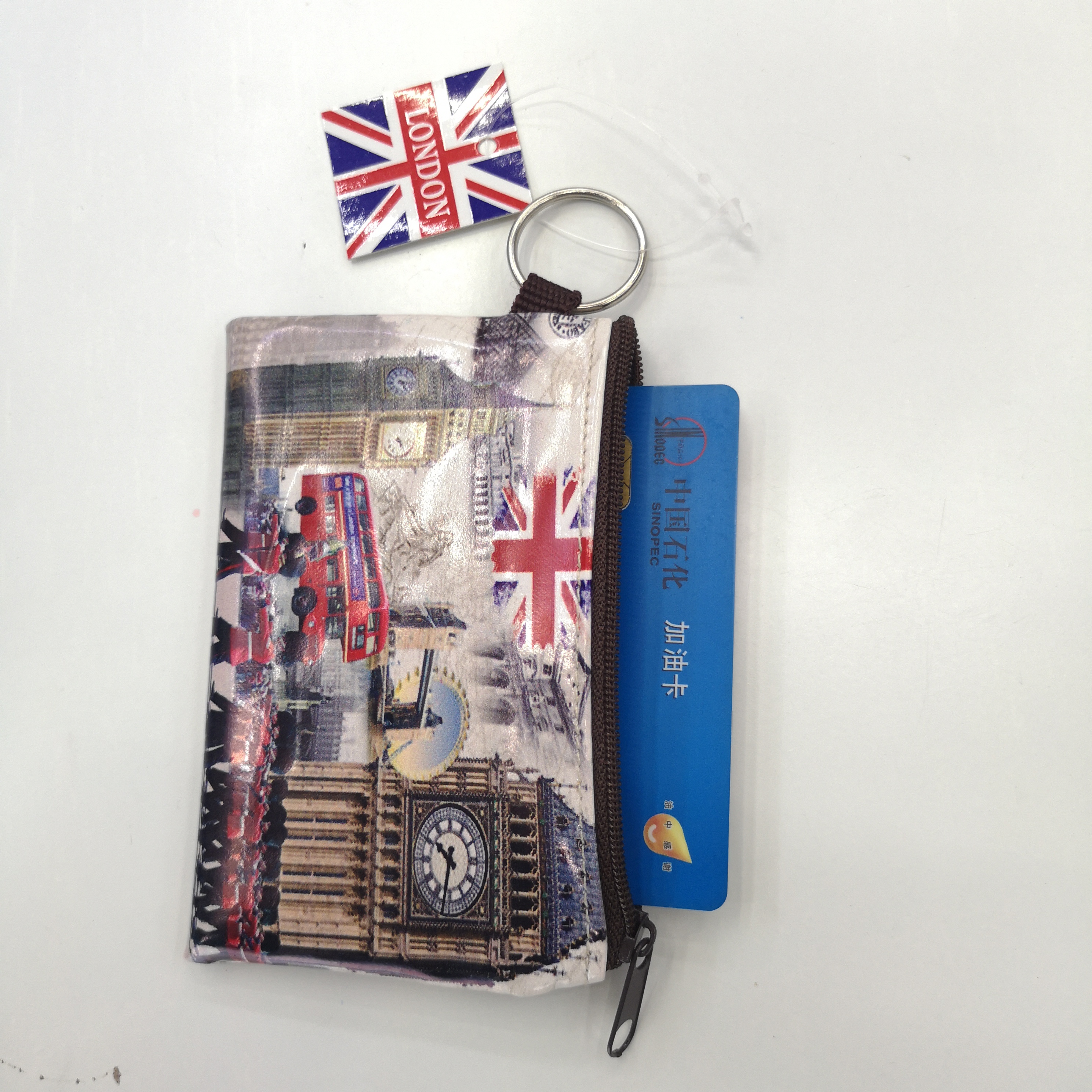 Buhechu British Style Union Flag Card Holder Card Case Big Ben Coin Bag Coin Purse Key Buggy Bag Customization