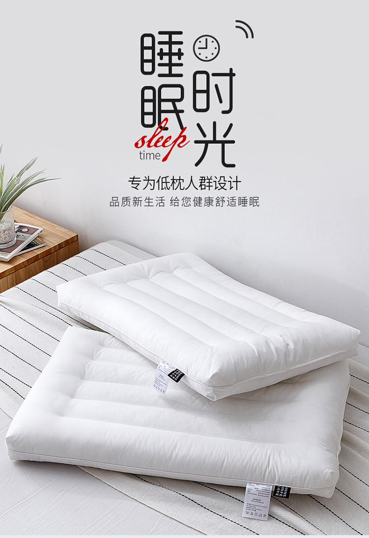 New Pillow Cotton Rounded Corner Antibacterial Low Loft Pillow Insert Hot Selling Product Factory Direct Sales