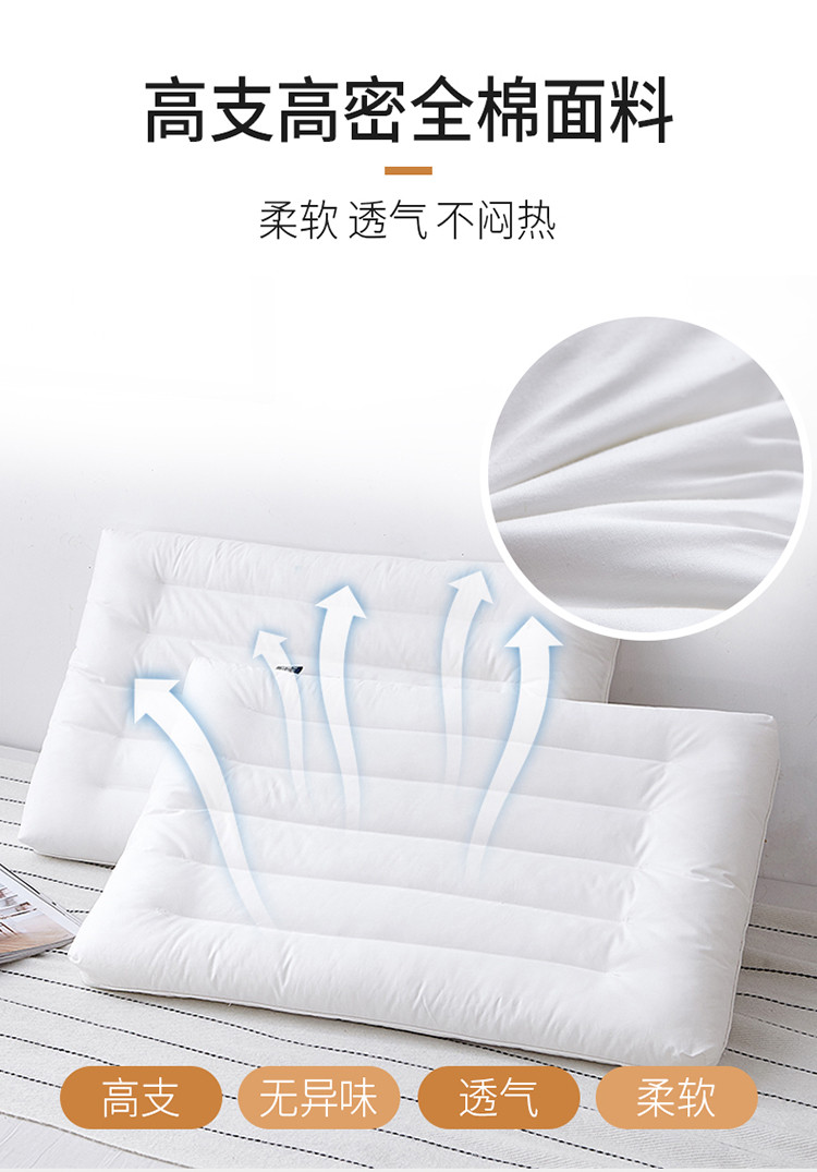 New Pillow Cotton Rounded Corner Antibacterial Low Loft Pillow Insert Hot Selling Product Factory Direct Sales
