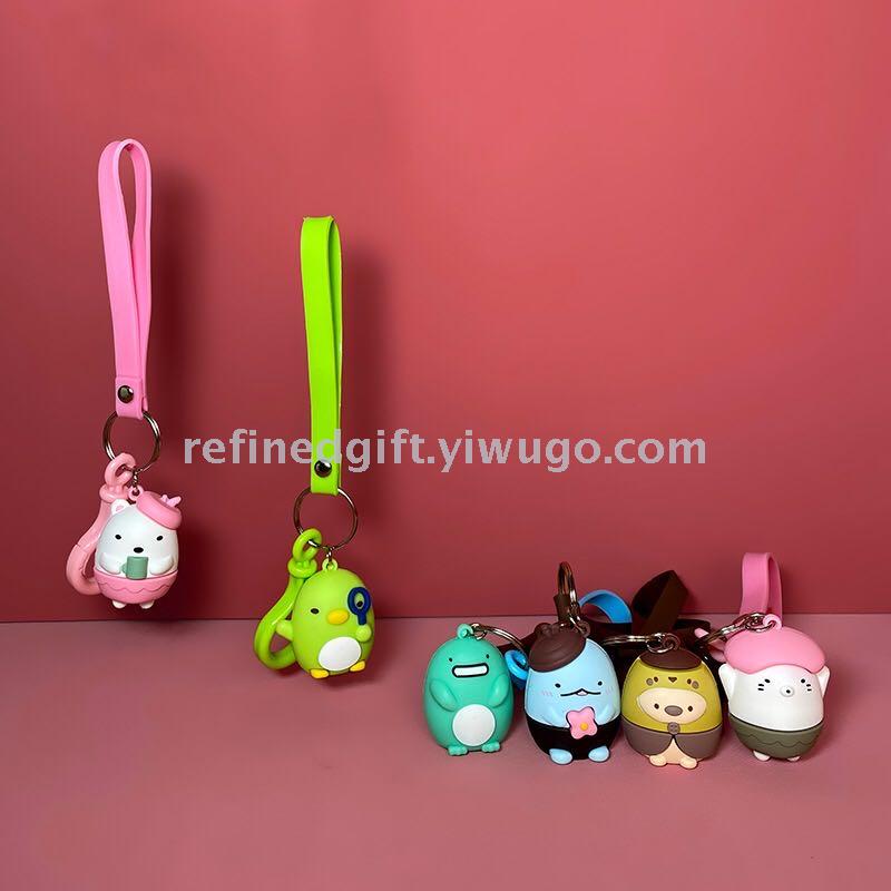 New PVC Three-Dimensional Soft Glue Corner Biological Cartoon Doll Keychain Bag Automobile Hanging Ornament Little Creative Gifts