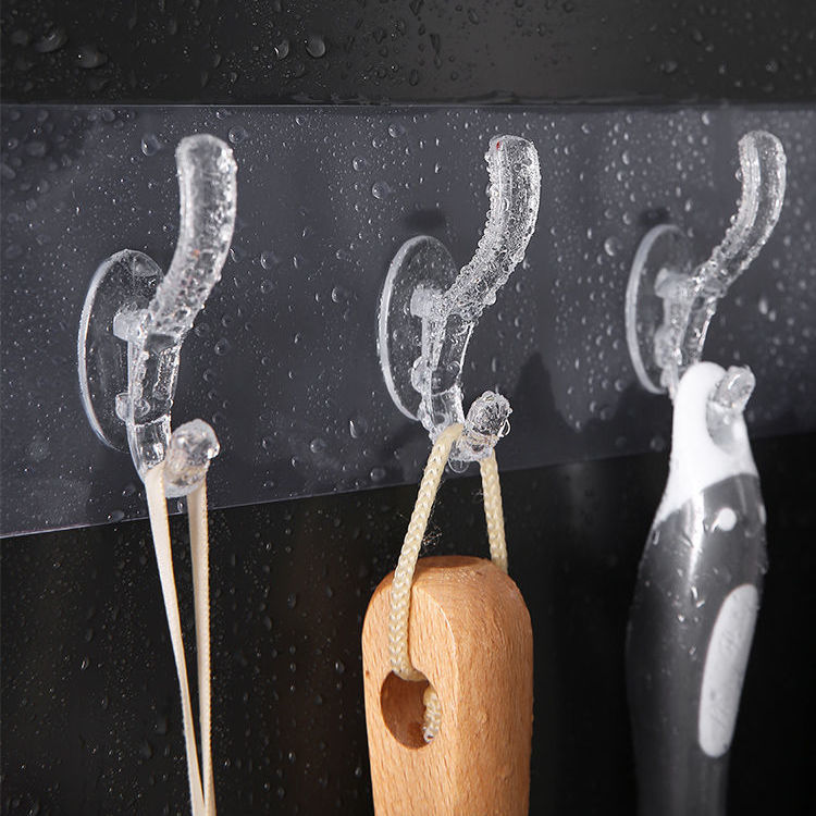 Strong Adhesive Hook Kitchen Wall Hanging 6 Row Hooks Creative Corner Bathroom Nail Free Non-Marking Hanger Clothes Hook