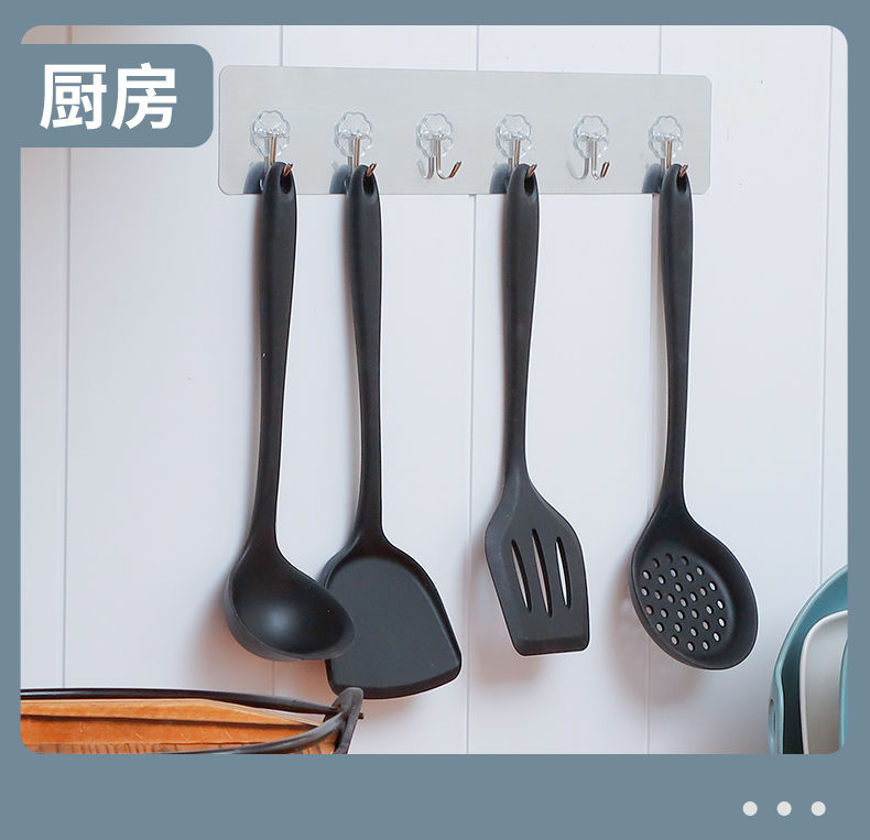 Strong Adhesive Hook Kitchen Wall Hanging 6 Row Hooks Creative Corner Bathroom Nail Free Non-Marking Hanger Clothes Hook