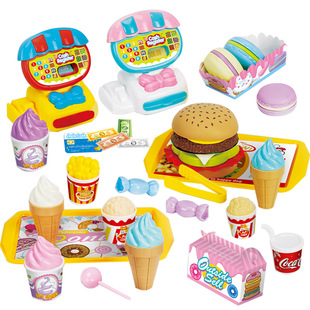 Educational Simulation Cash Register Girl's and Boy's Baby House Playing Toy Multi-Accessories Hamburger Bread Dessert Set Educational Simulation Cash Register Girl's and Boy's Baby House Playing Toy Multi-Accessories Hamburger Bread Dessert Set