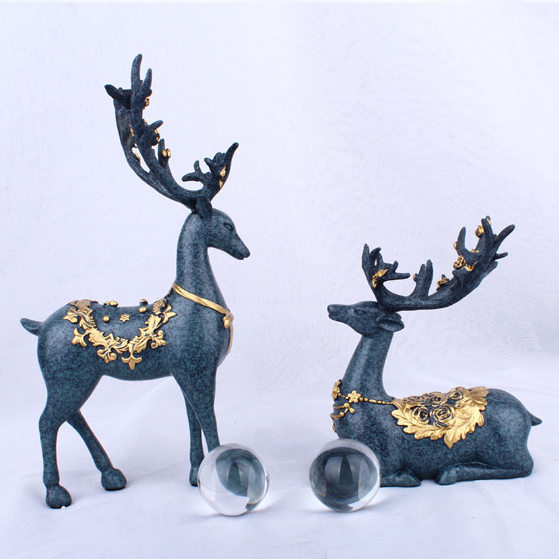 Resin Crafts Modern Minimalist Wood Color Sika Deer Decoration Creative Home Decoration Living Room Wine Cabinet Decorations