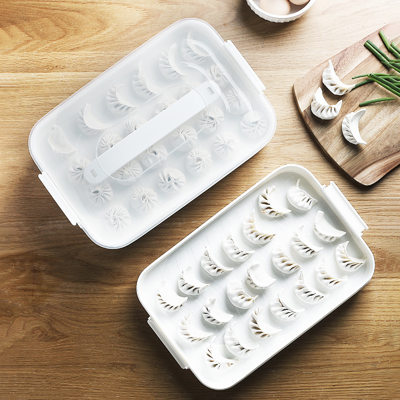 Multi-Layer Non-Compartment Refrigerator Quick-Frozen Dumplings Box Portable White Household Fresh-Keeping Box Multi-Functional Food Storage Box Plastic