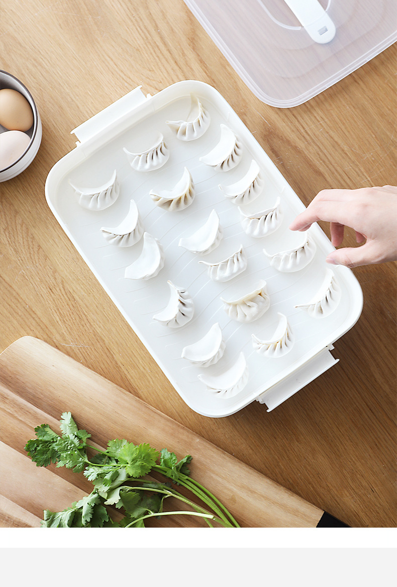 Multi-Layer Non-Compartment Refrigerator Quick-Frozen Dumplings Box Portable White Household Fresh-Keeping Box Multi-Functional Food Storage Box Plastic