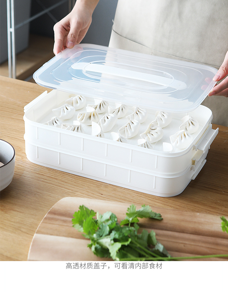 Multi-Layer Non-Compartment Refrigerator Quick-Frozen Dumplings Box Portable White Household Fresh-Keeping Box Multi-Functional Food Storage Box Plastic
