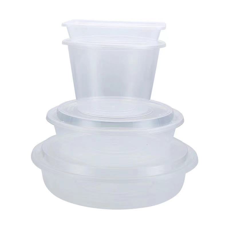 Disposable Lunch Box Rectangular round Plastic Lunch Box Fruit Takeaway Fast Food Packing Box Fresh-Keeping Thickened with Lid