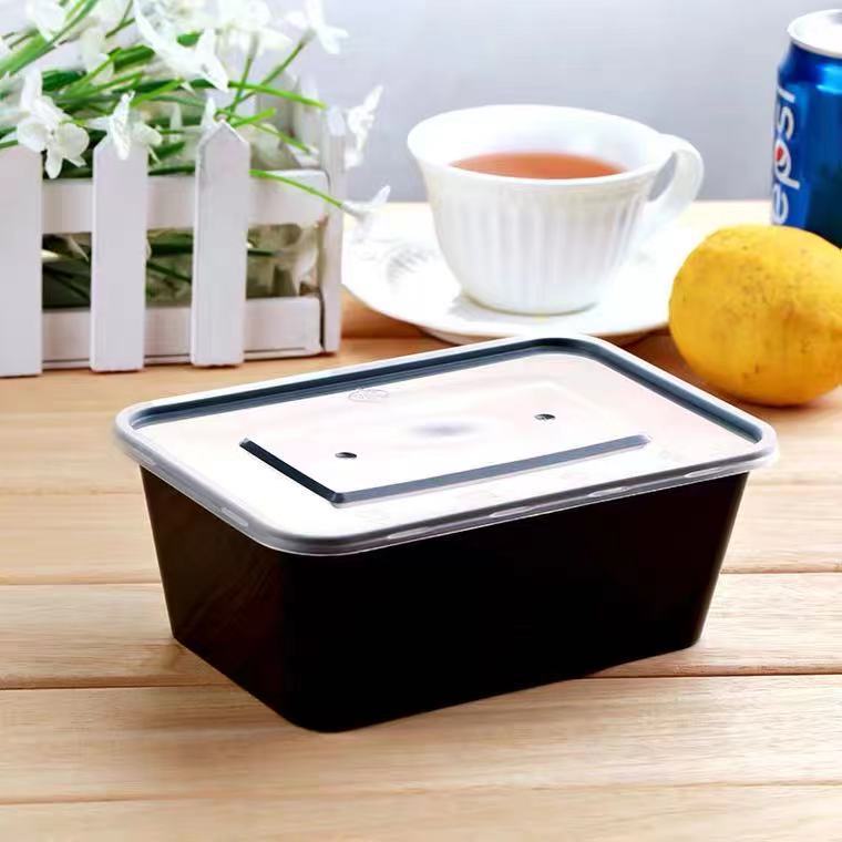 Disposable Lunch Box Rectangular round Plastic Lunch Box Fruit Takeaway Fast Food Packing Box Fresh-Keeping Thickened with Lid