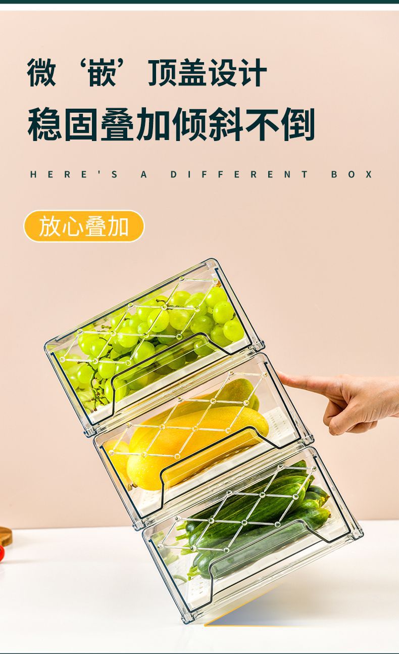 Drawer-Style Refrigerator Storage Box Fruit and Vegetable Crisper Stackable New Refrigerator Crisper Transparent Fresh-Keeping Drawer-Style Refrigerator Storage Box Fruit and Vegetable Crisper Stackable New Refrigerator Crisper Transparent Fresh-Keeping