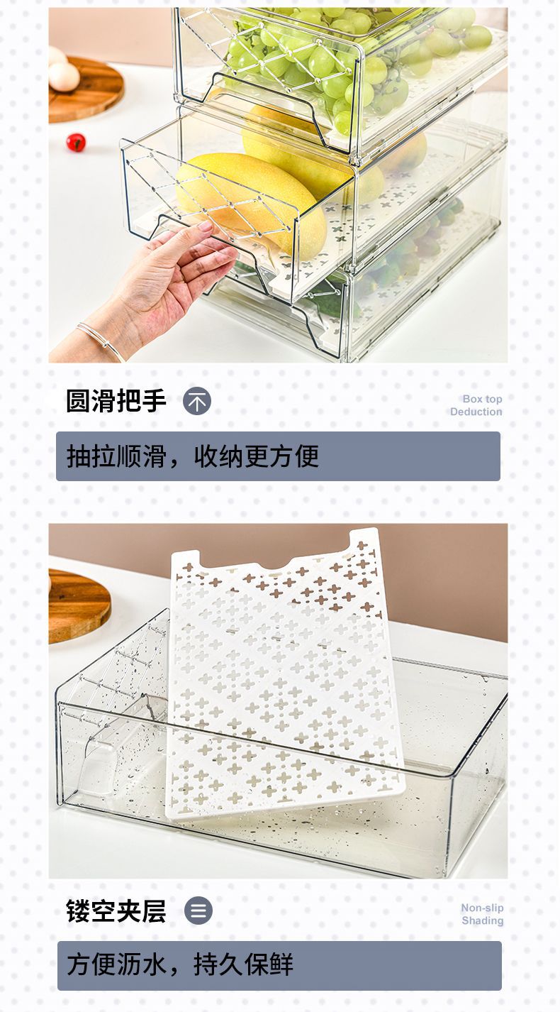 Drawer-Style Refrigerator Storage Box Fruit and Vegetable Crisper Stackable New Refrigerator Crisper Transparent Fresh-Keeping Drawer-Style Refrigerator Storage Box Fruit and Vegetable Crisper Stackable New Refrigerator Crisper Transparent Fresh-Keeping