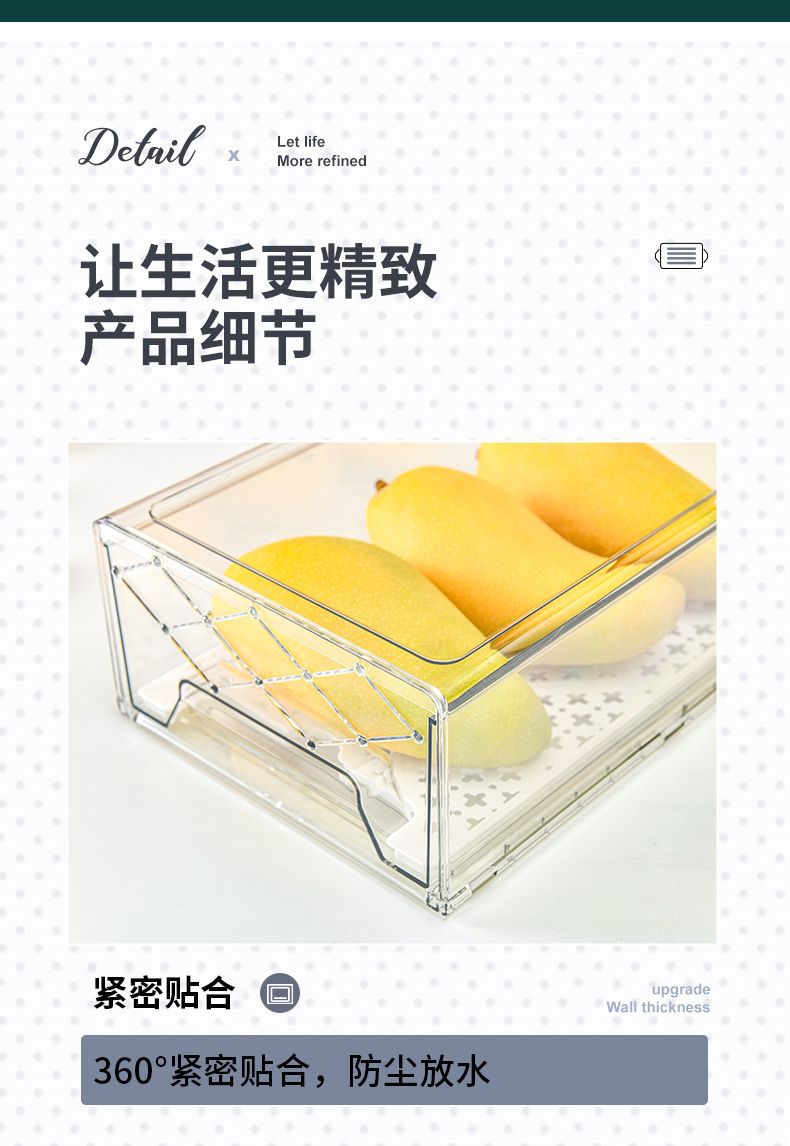 Drawer-Style Refrigerator Storage Box Fruit and Vegetable Crisper Stackable New Refrigerator Crisper Transparent Fresh-Keeping Drawer-Style Refrigerator Storage Box Fruit and Vegetable Crisper Stackable New Refrigerator Crisper Transparent Fresh-Keeping
