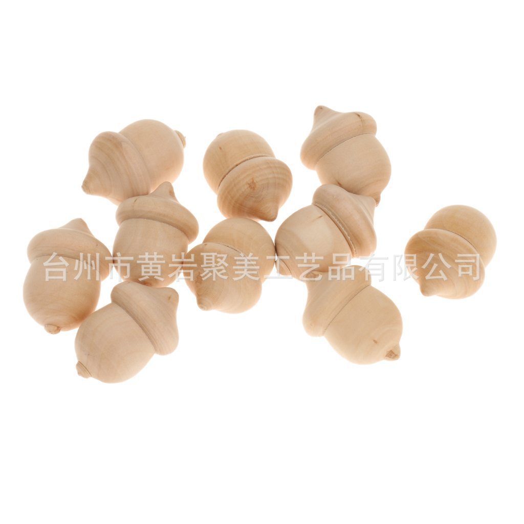 Wooden Toy Car Wood ACORN Painted DIY Wood Crafts Home Decoration & Ornament 10PCs a Pack