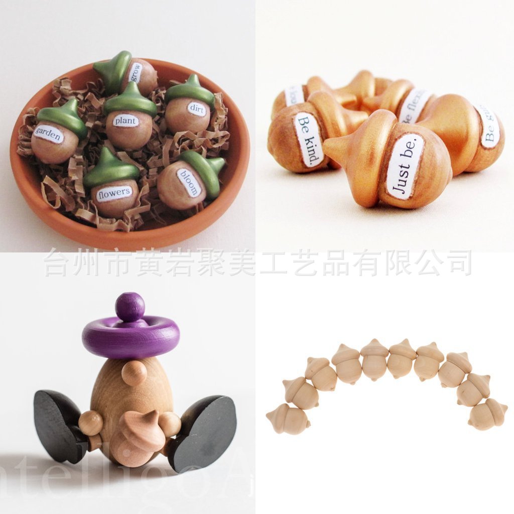 Wooden Toy Car Wood ACORN Painted DIY Wood Crafts Home Decoration & Ornament 10PCs a Pack