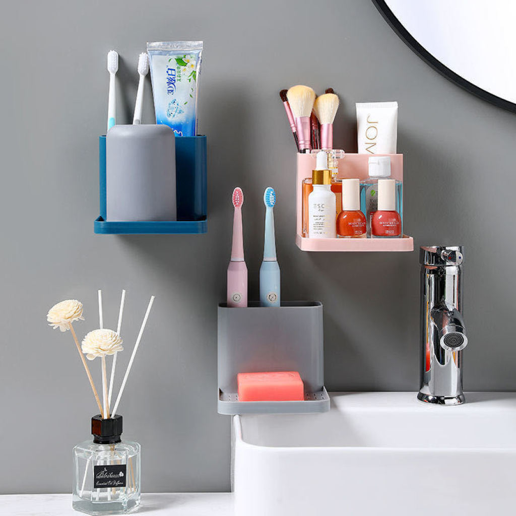 Storage Rack Bathroom Wall-Mounted Bathroom Wall-Mounted Toilet Storage Hand Washing Punch-Free Utensils
