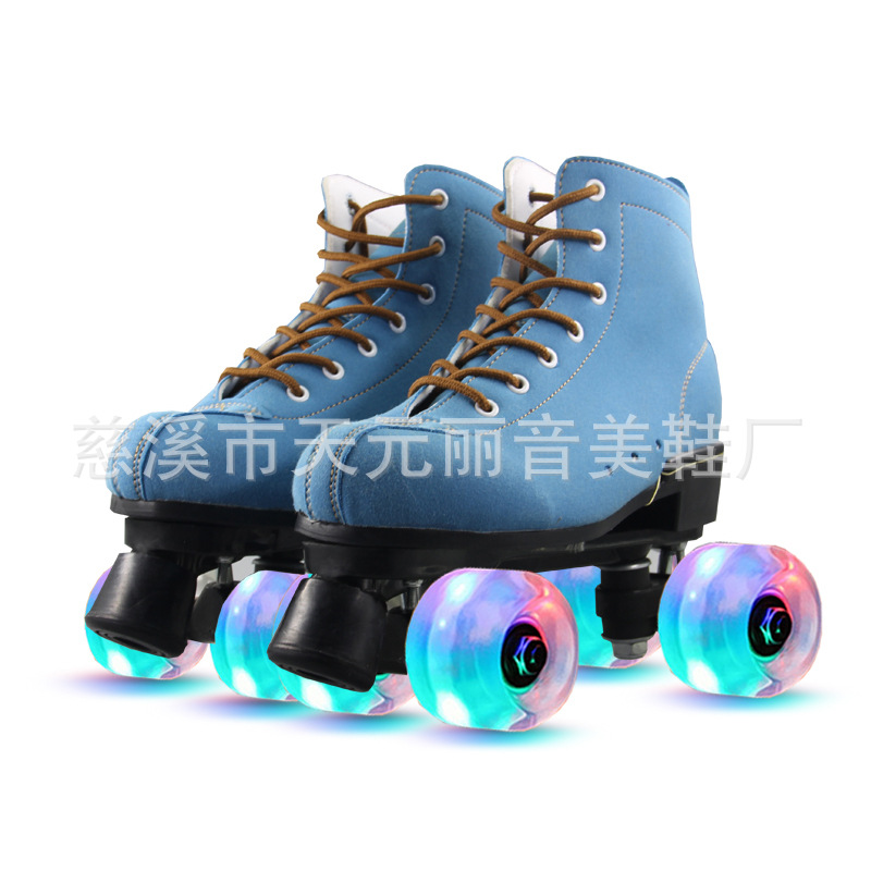 Adult Double Row the Skating Shoes Children Four Skates Adult Men and Women Roller Skates Double Row Wheel Roller Skates Flash