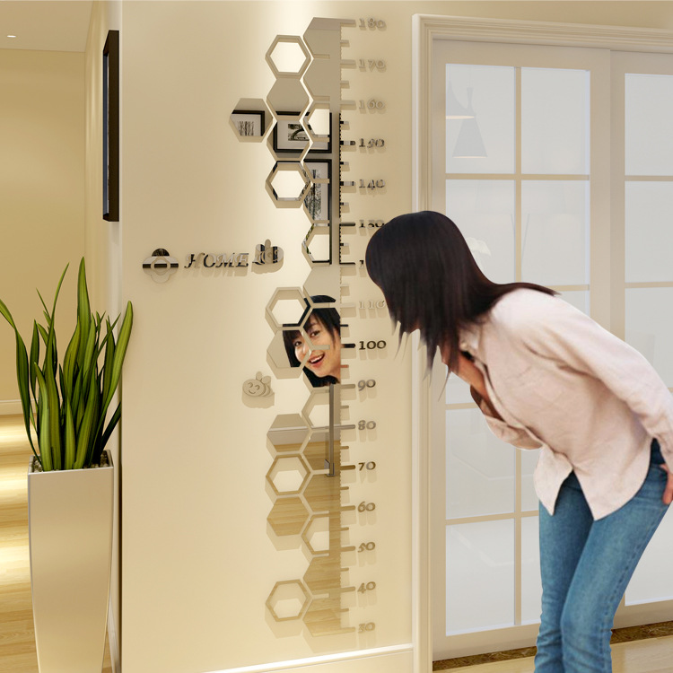 Mirror Height Measurement Wall Sticker 3D Alec Stereo Wall Sticker Baby Room Living Room Bedroom Kindergarten Cartoon Measuring Decoration