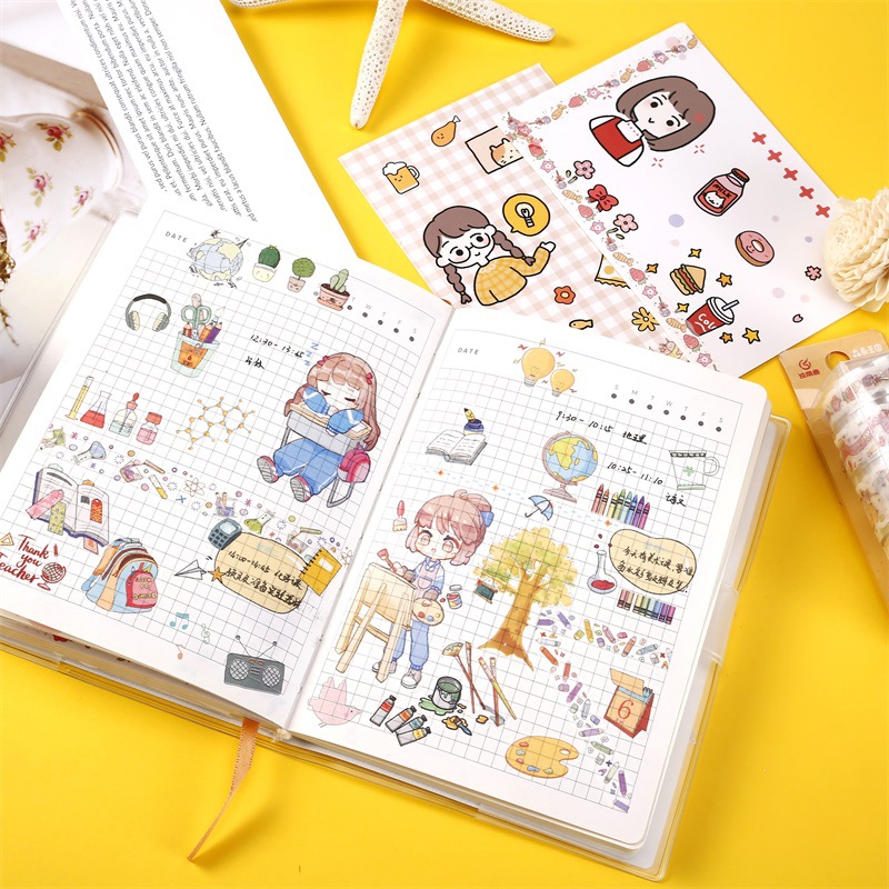 Gilding Japanese and Paper Adhesive Tape Sets Creative Cartoon Handmade DIY Hand Account Stickers Student Stationery Decorative Stickers