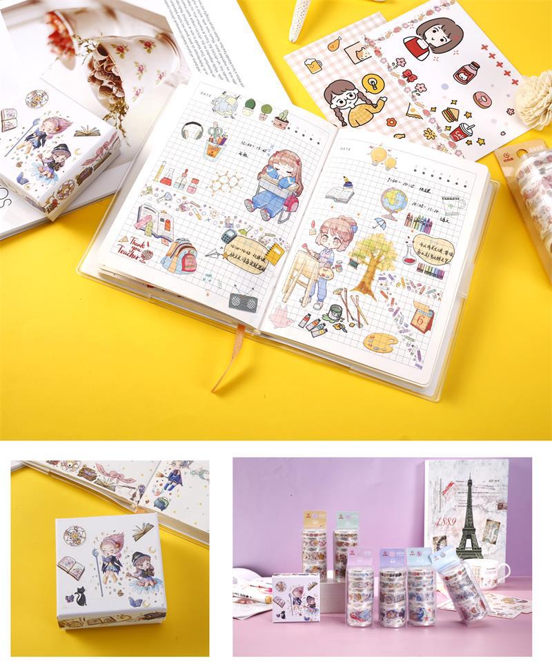 Gilding Japanese and Paper Adhesive Tape Sets Creative Cartoon Handmade DIY Hand Account Stickers Student Stationery Decorative Stickers