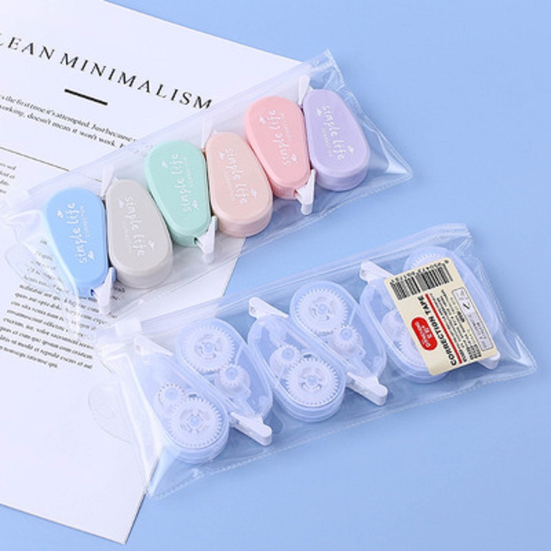 New Correction Tape Morandi Mini Cute Transparent Correction Tape Set Creative Portable Correction Tape Stationery Wholesale